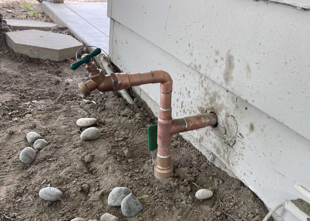 One of the completed connections at the side of a home.